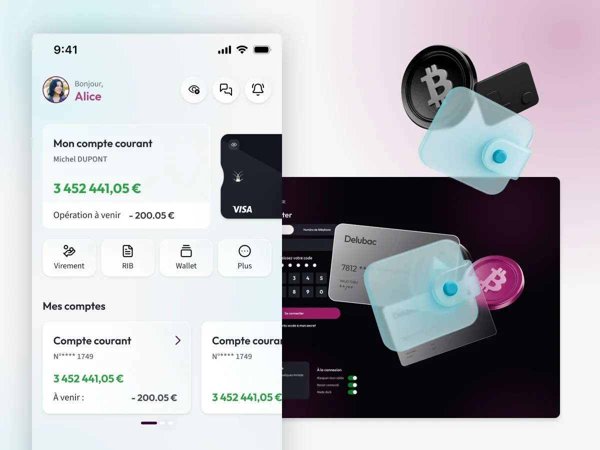 Banque Delubac — Banque privée · App mobile · 2025